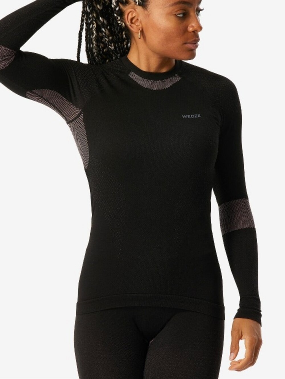 Decathalon Wed'ze Black Long-Sleeve Base Layer Shirt